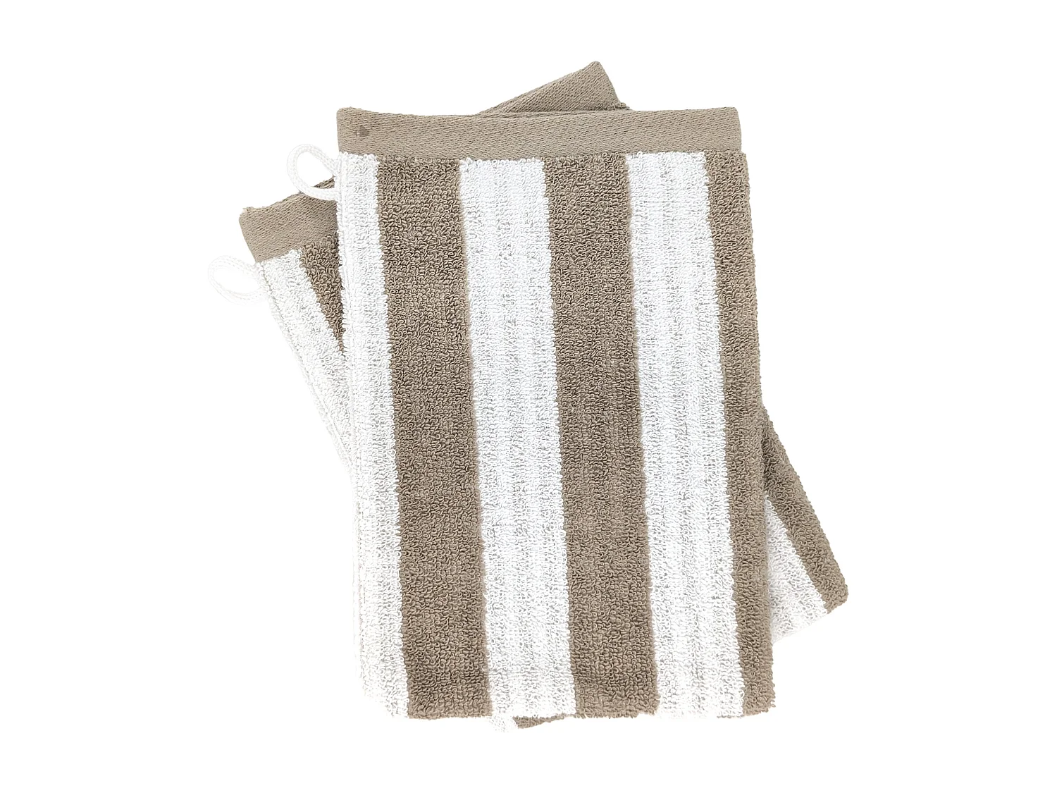 Lot de 2 gants de toilette 16x21 cm EFFICIENCE STRIPES marron roble