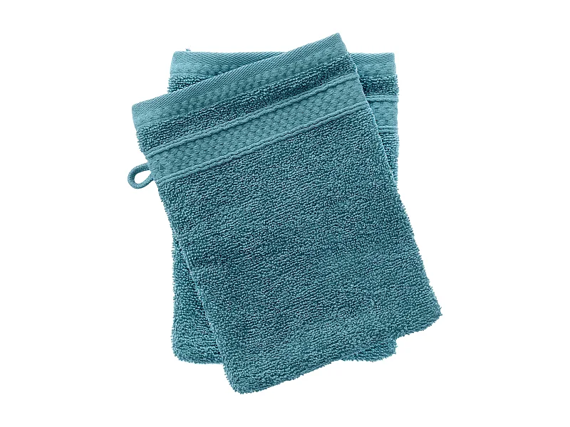 Lot de 2 gants de toilette coton 550 g/m2 NAÏA bleu Cérulé