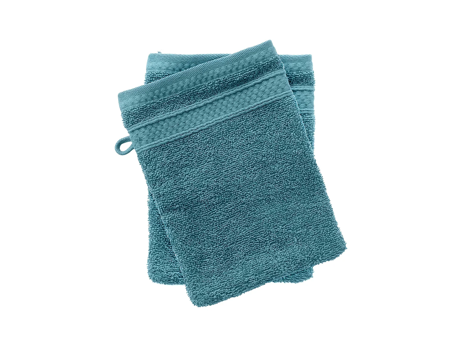 Lot de 2 gants de toilette coton 550 g/m2 NAÏA bleu Cérulé
