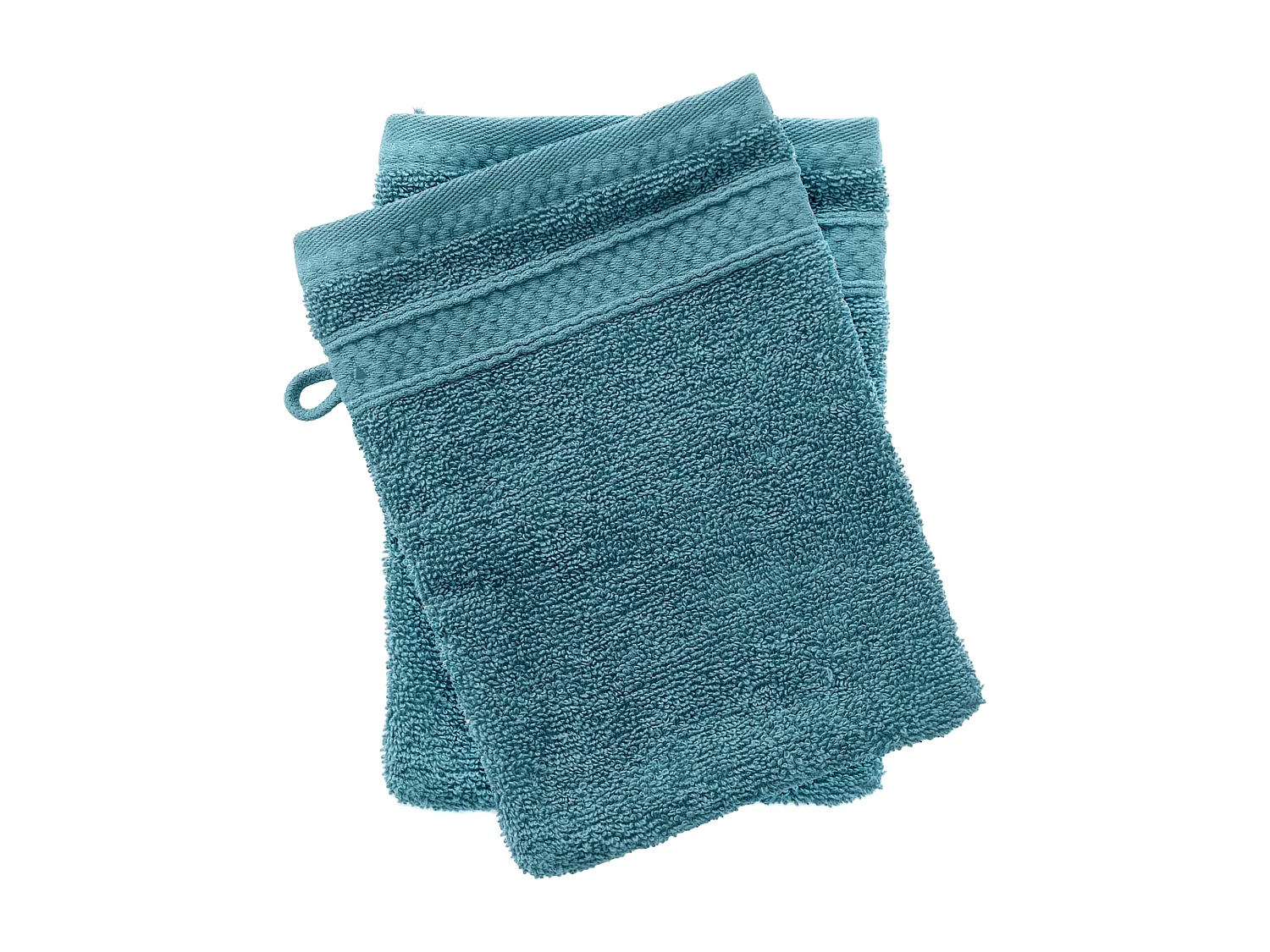 Lot de 2 gants de toilette coton 550 g/m2 NAÏA bleu Cérulé