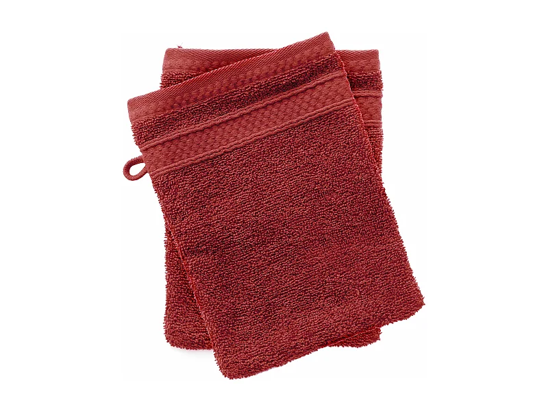 Lot de 2 gants de toilette coton 550 g/m2 NAÏA rouge Carmin
