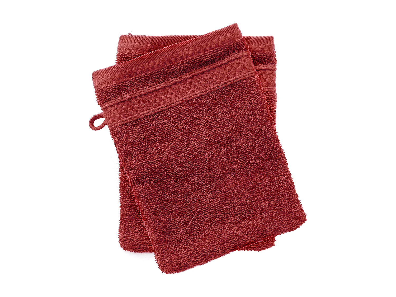 Lot de 2 gants de toilette coton 550 g/m2 NAÏA rouge Carmin