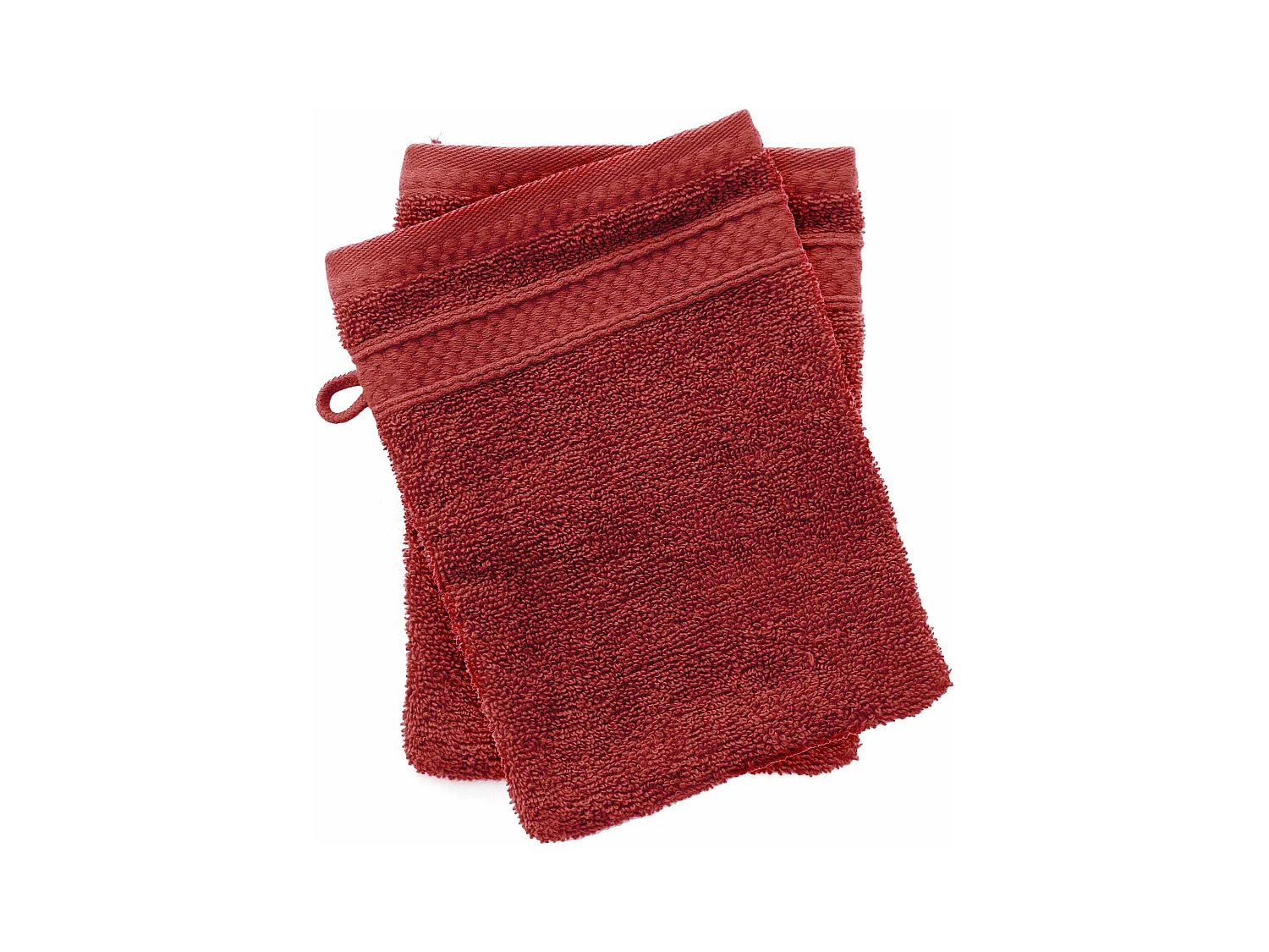 Lot de 2 gants de toilette coton 550 g/m2 NAÏA rouge Carmin