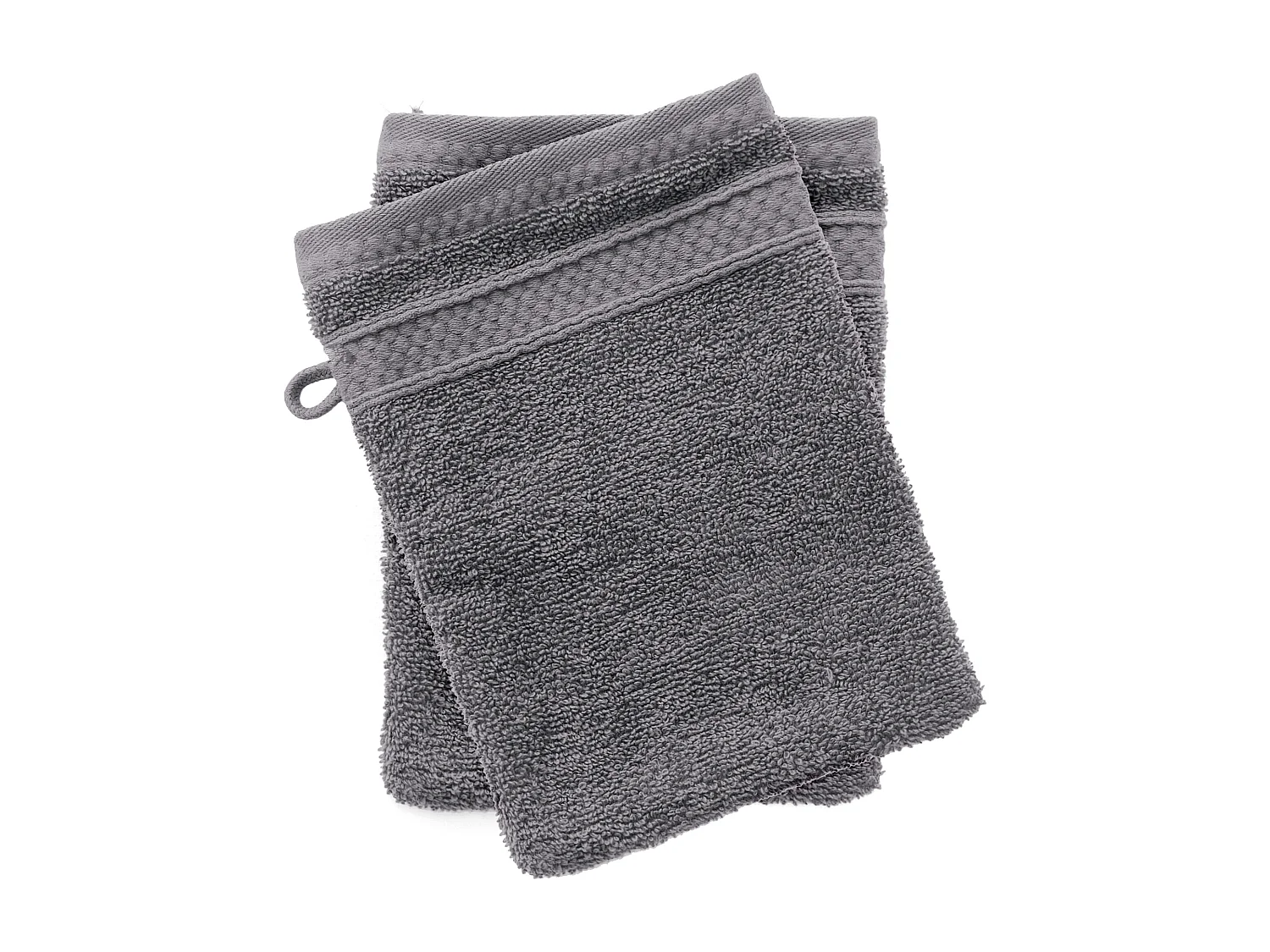Lot de 2 gants de toilette coton 550 g/m2 NAÏA gris Ardoise