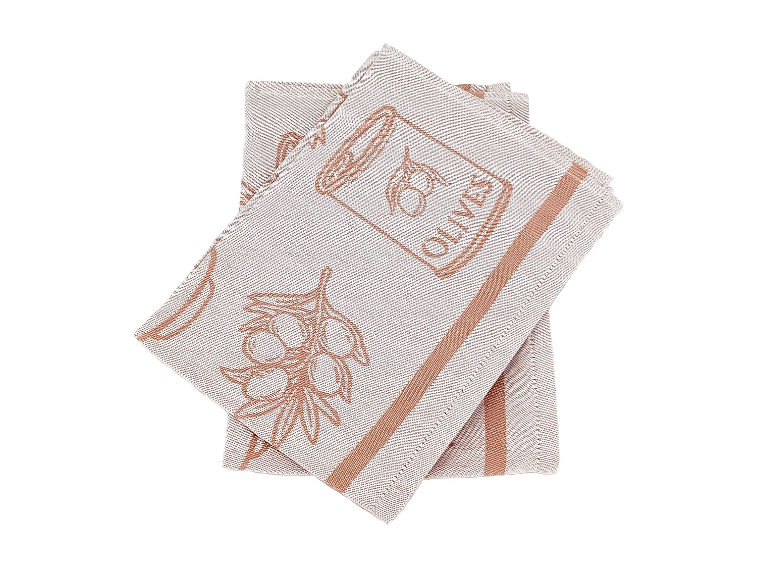 Lot de 2 torchons de cuisine pur coton 50x70 cm EVOO rouge brique