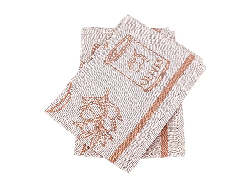 Lot de 2 torchons de cuisine pur coton 50x70 cm EVOO rouge brique