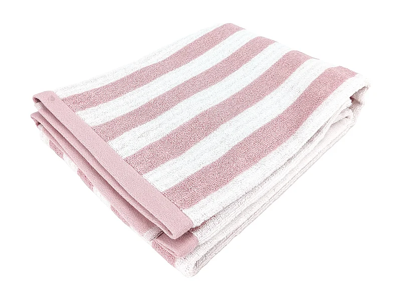 Drap de douche 70x140 cm collection EFFICIENCE STRIPES rose flamingo