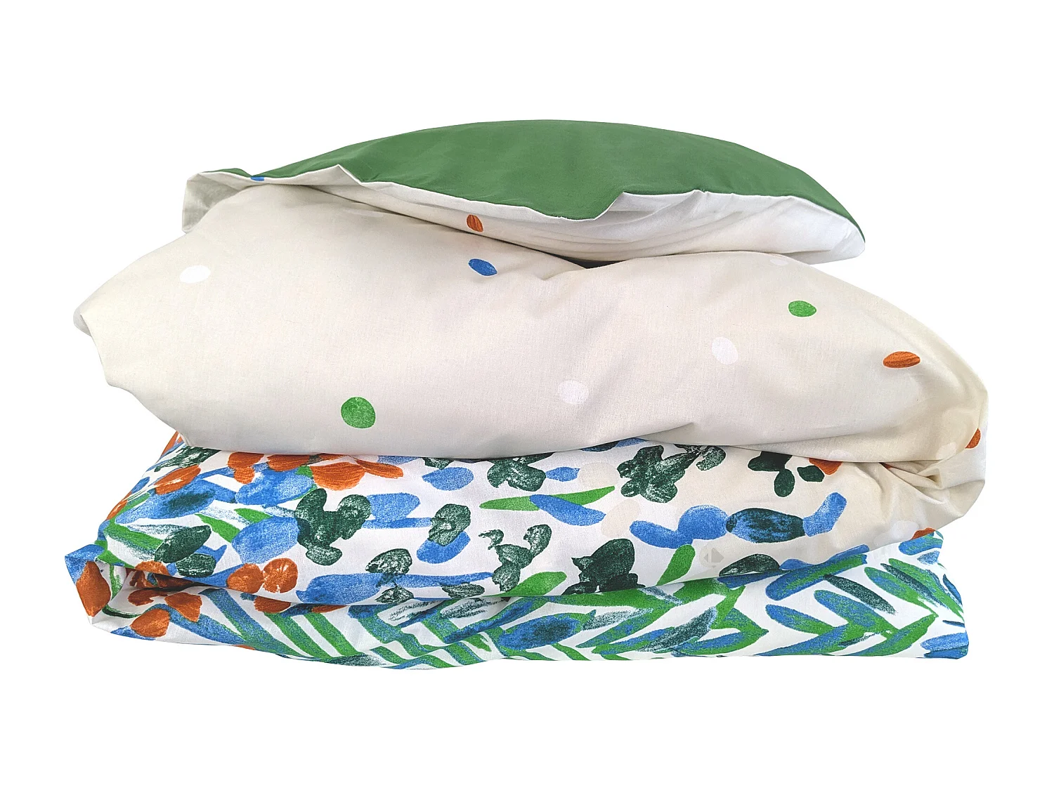 Housse de couette 300x240 cm en coton ÉVASION Blanc vert