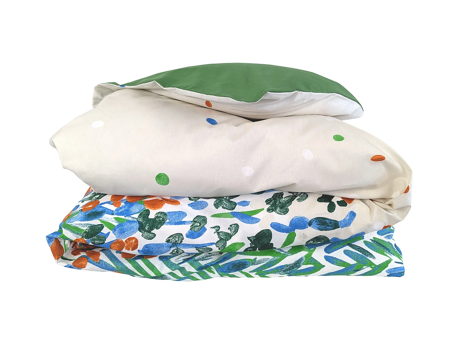 Housse de couette 260x240 cm en coton ÉVASION Blanc vert
