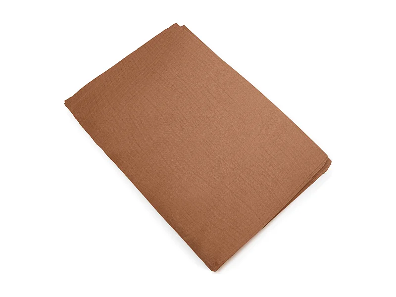 Housse de couette 260x240 cm mousseline de coton MILOS marron cognac