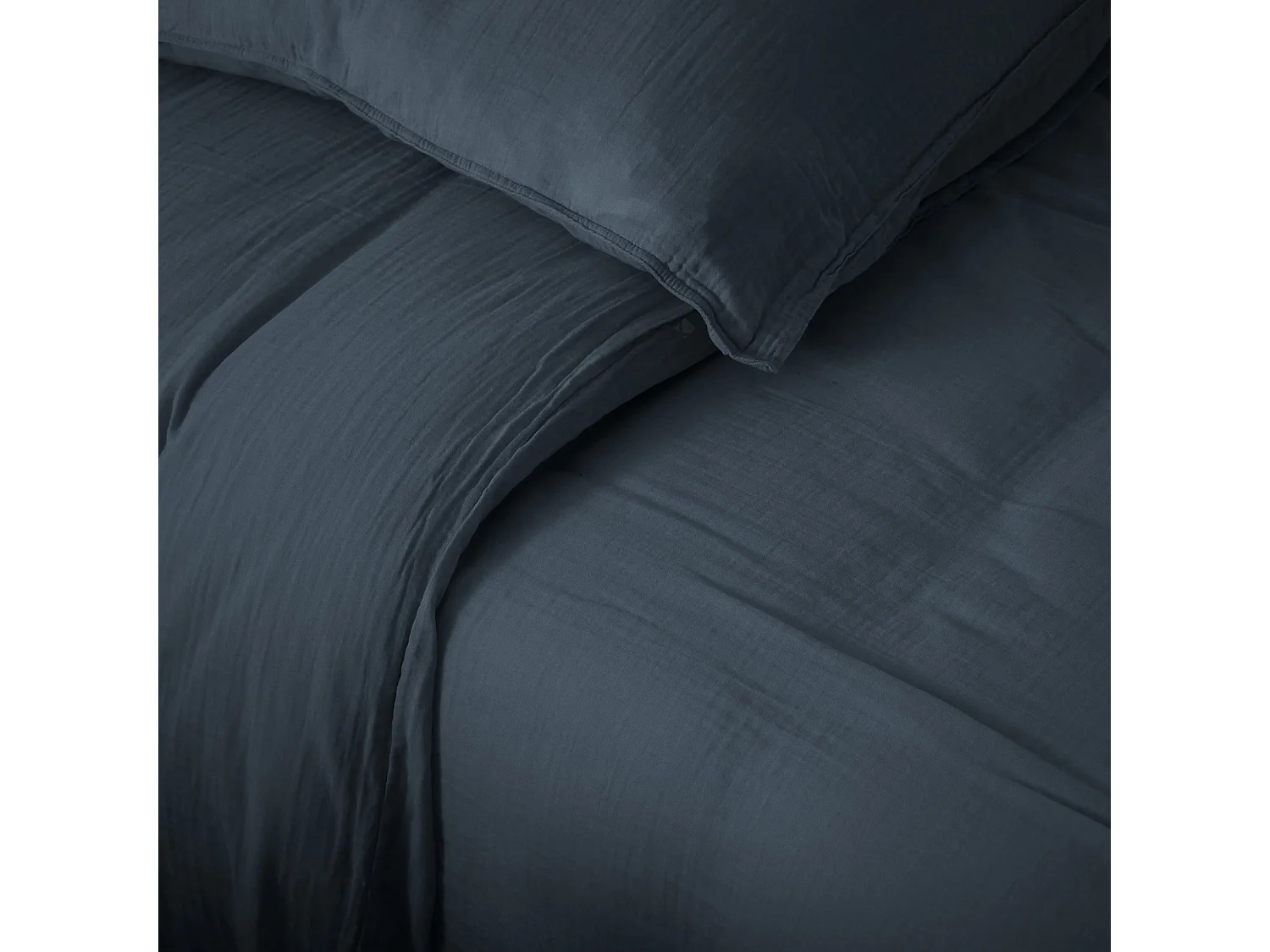 Housse de couette 260x240 cm mousseline de coton MILOS noir granit