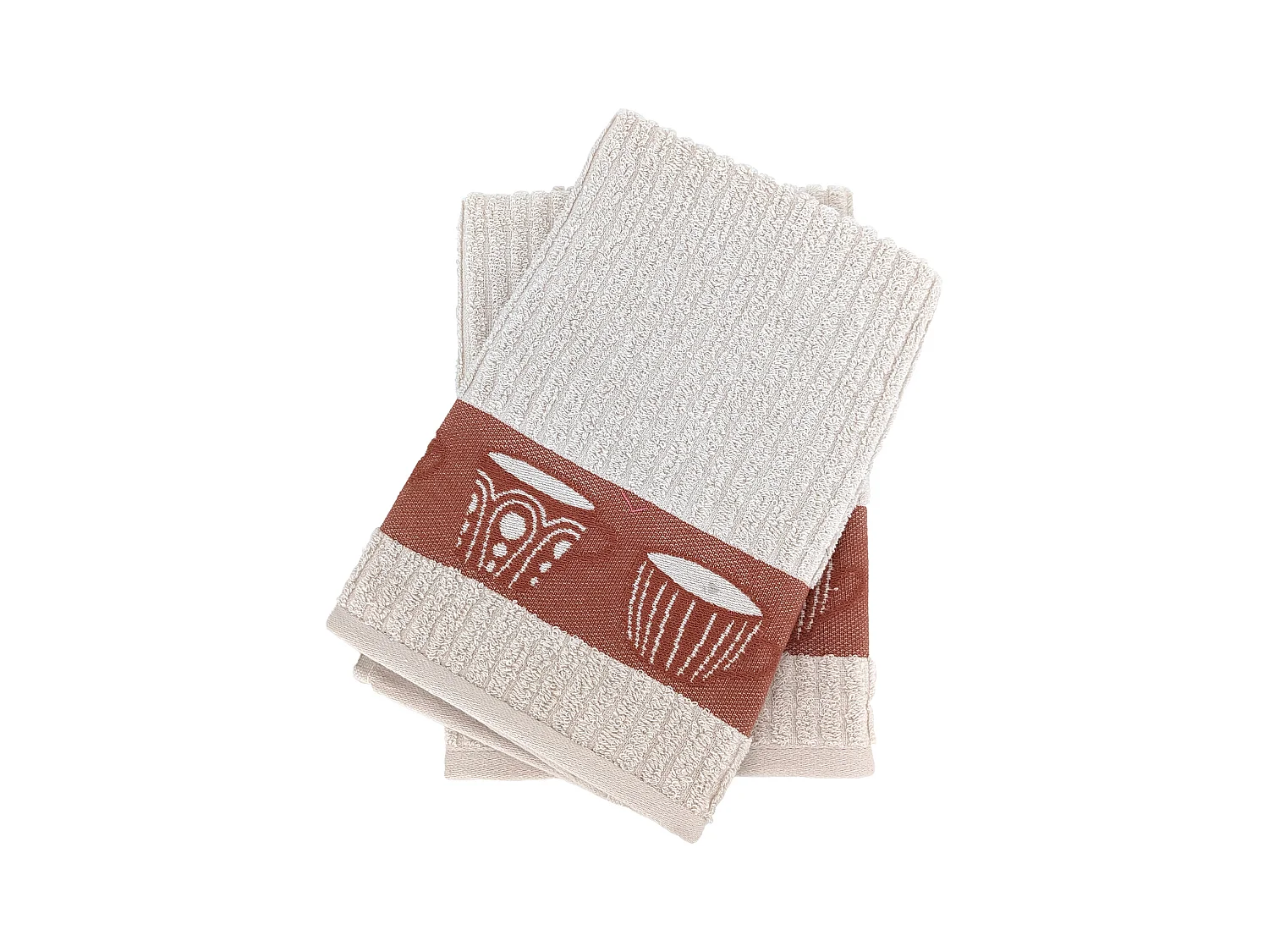 Lot de 2 torchons de cuisine pur coton 50x50 cm DELICARA rouge brique