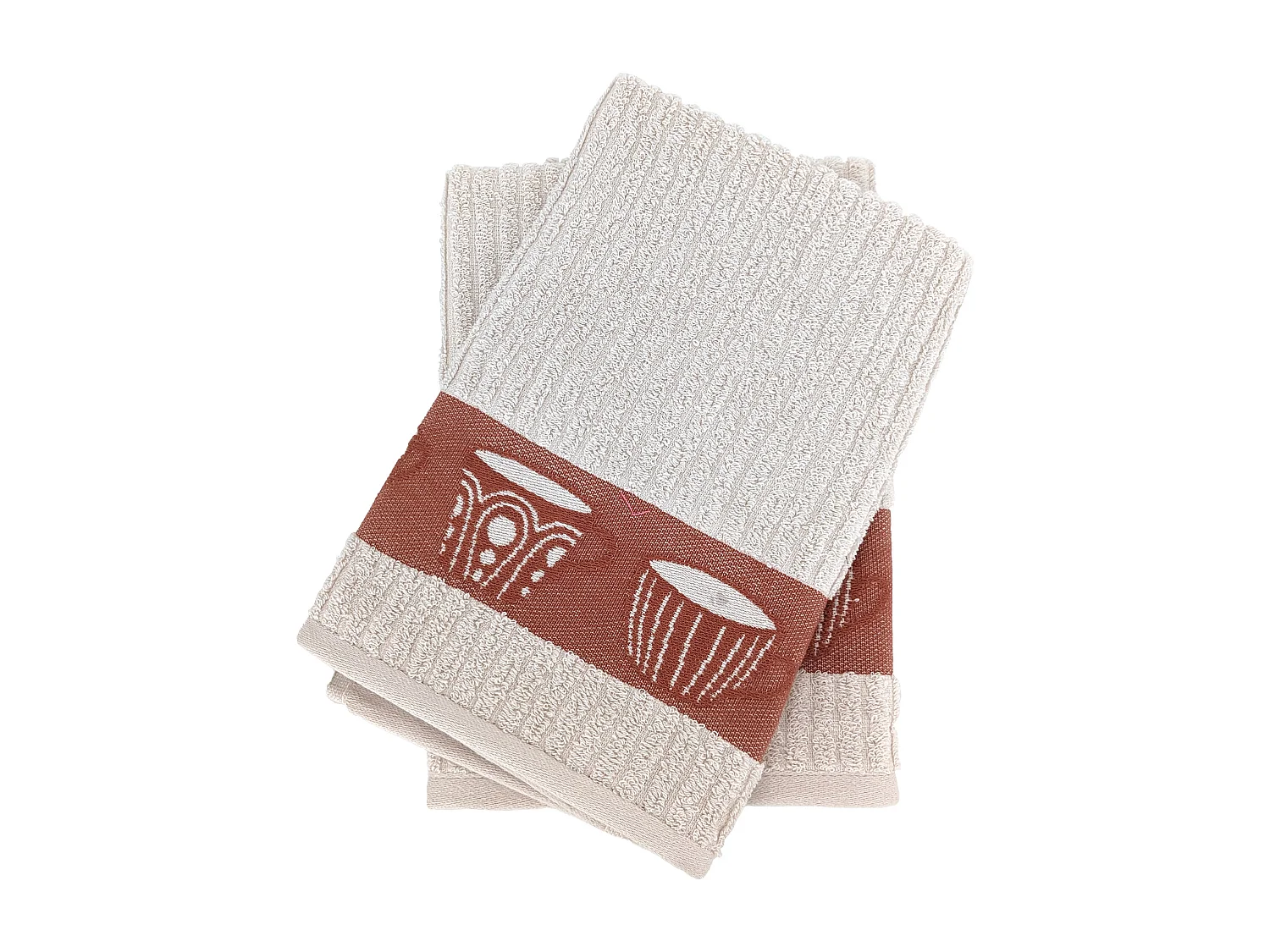 Lot de 2 torchons de cuisine pur coton 50x50 cm DELICARA rouge brique