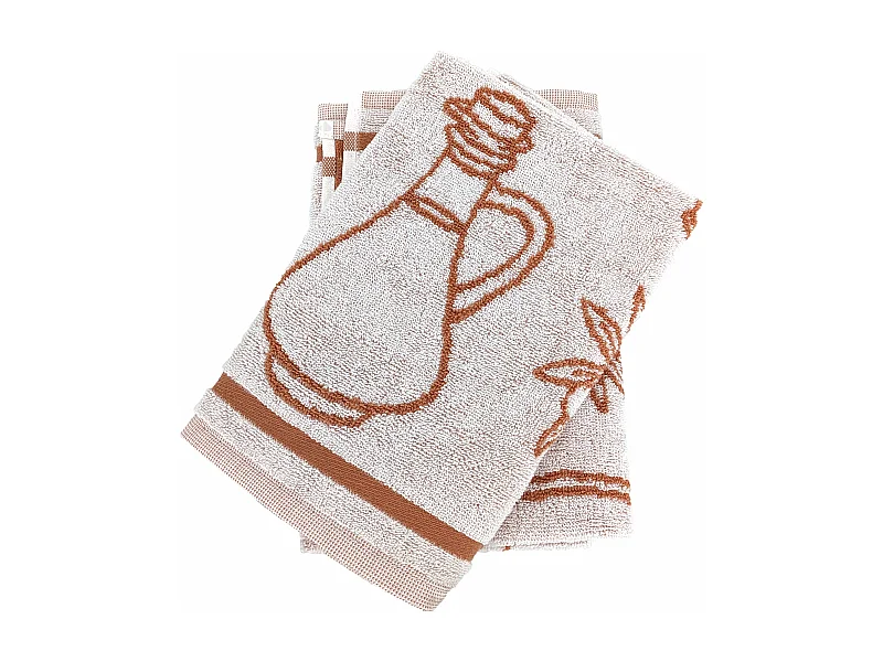 Lot de 2 torchons de cuisine pur coton 50x50 cm EVOO rouge brique