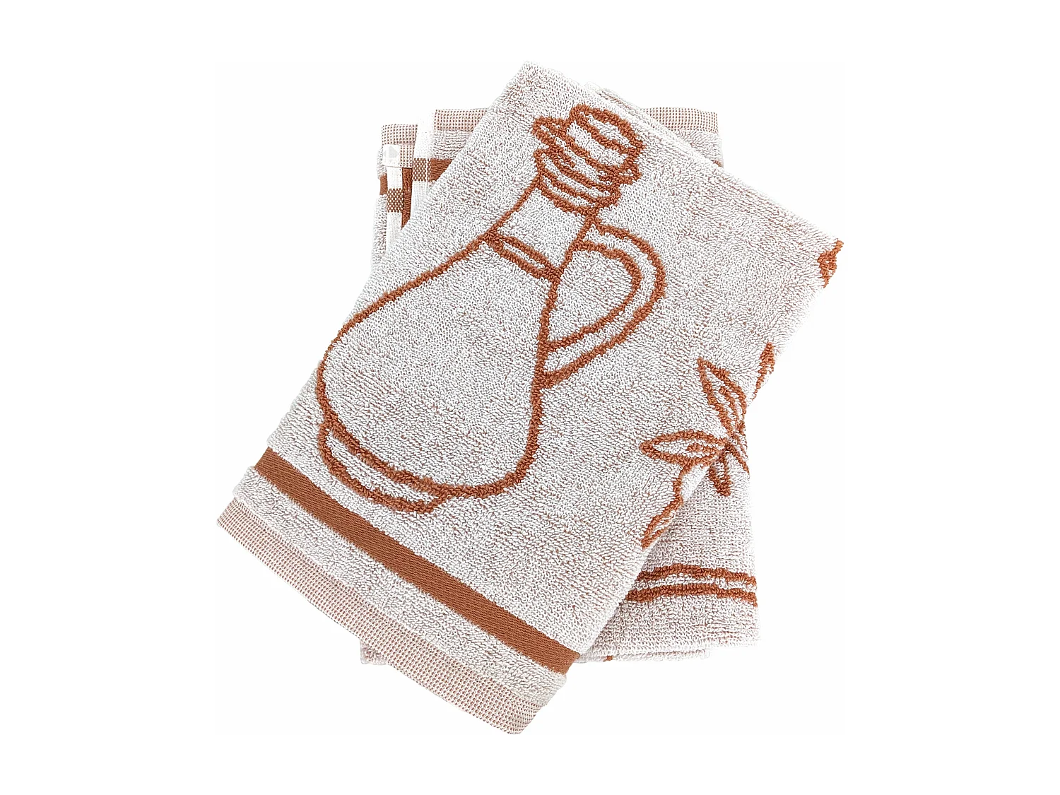 Lot de 2 torchons de cuisine pur coton 50x50 cm EVOO rouge brique