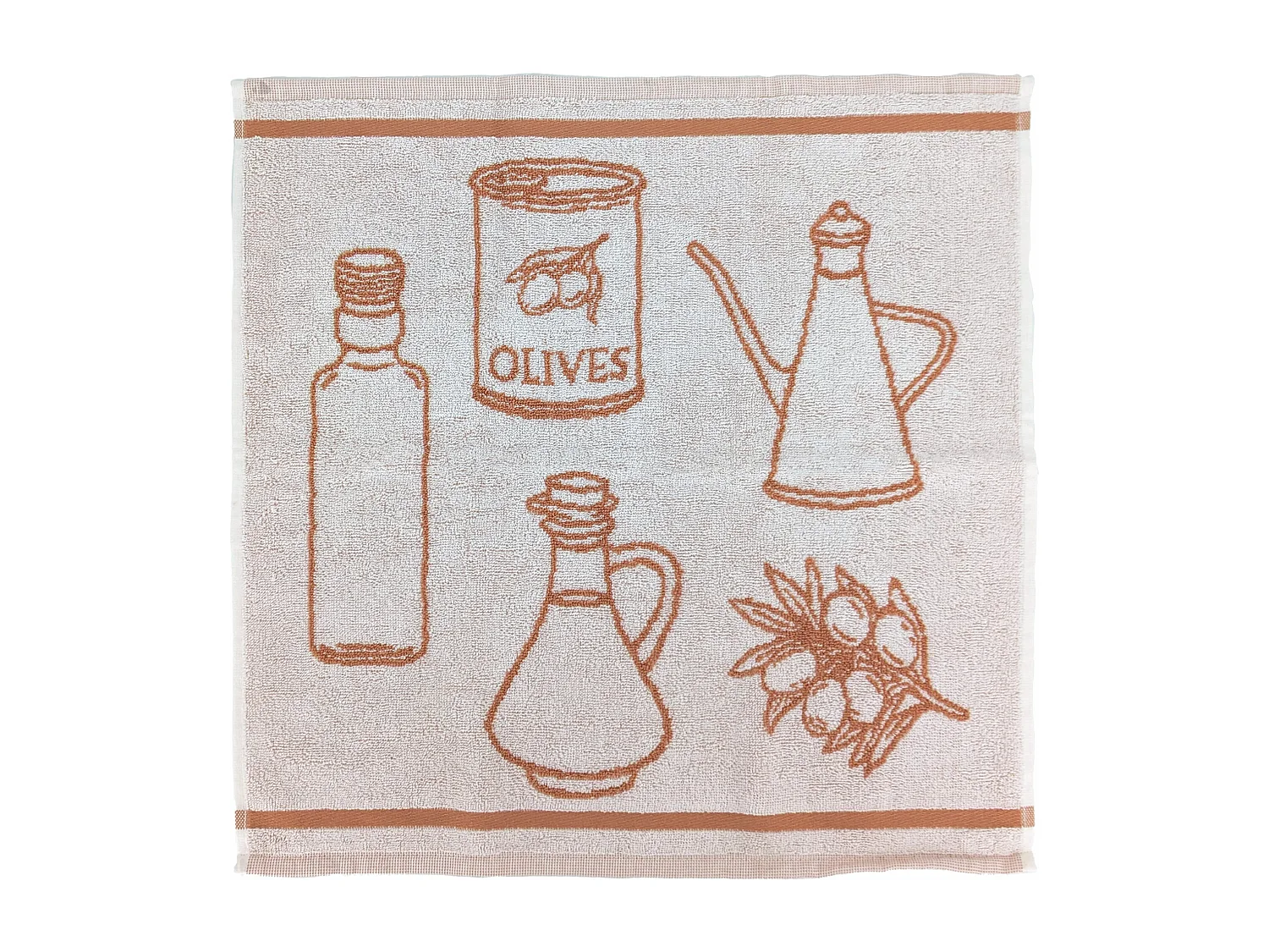 Lot de 2 torchons de cuisine pur coton 50x50 cm EVOO rouge brique