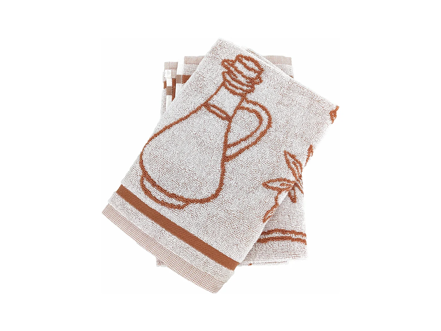 Lot de 2 torchons de cuisine pur coton 50x50 cm EVOO rouge brique