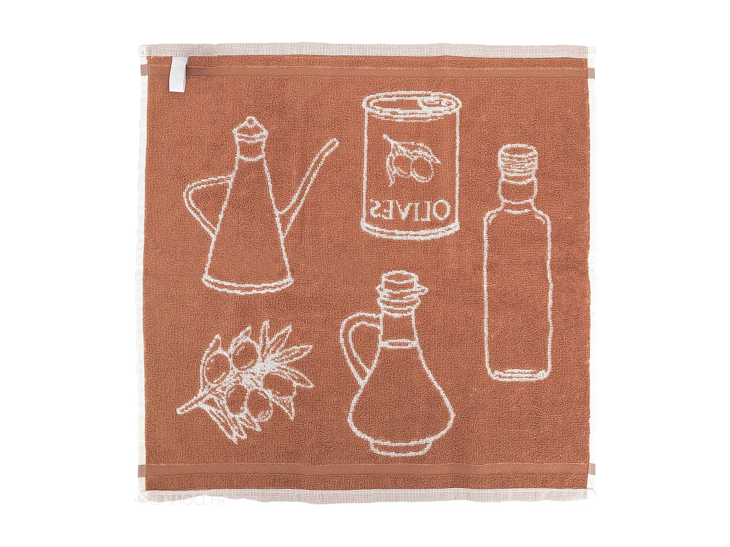 Lot de 2 torchons de cuisine pur coton 50x50 cm EVOO rouge brique