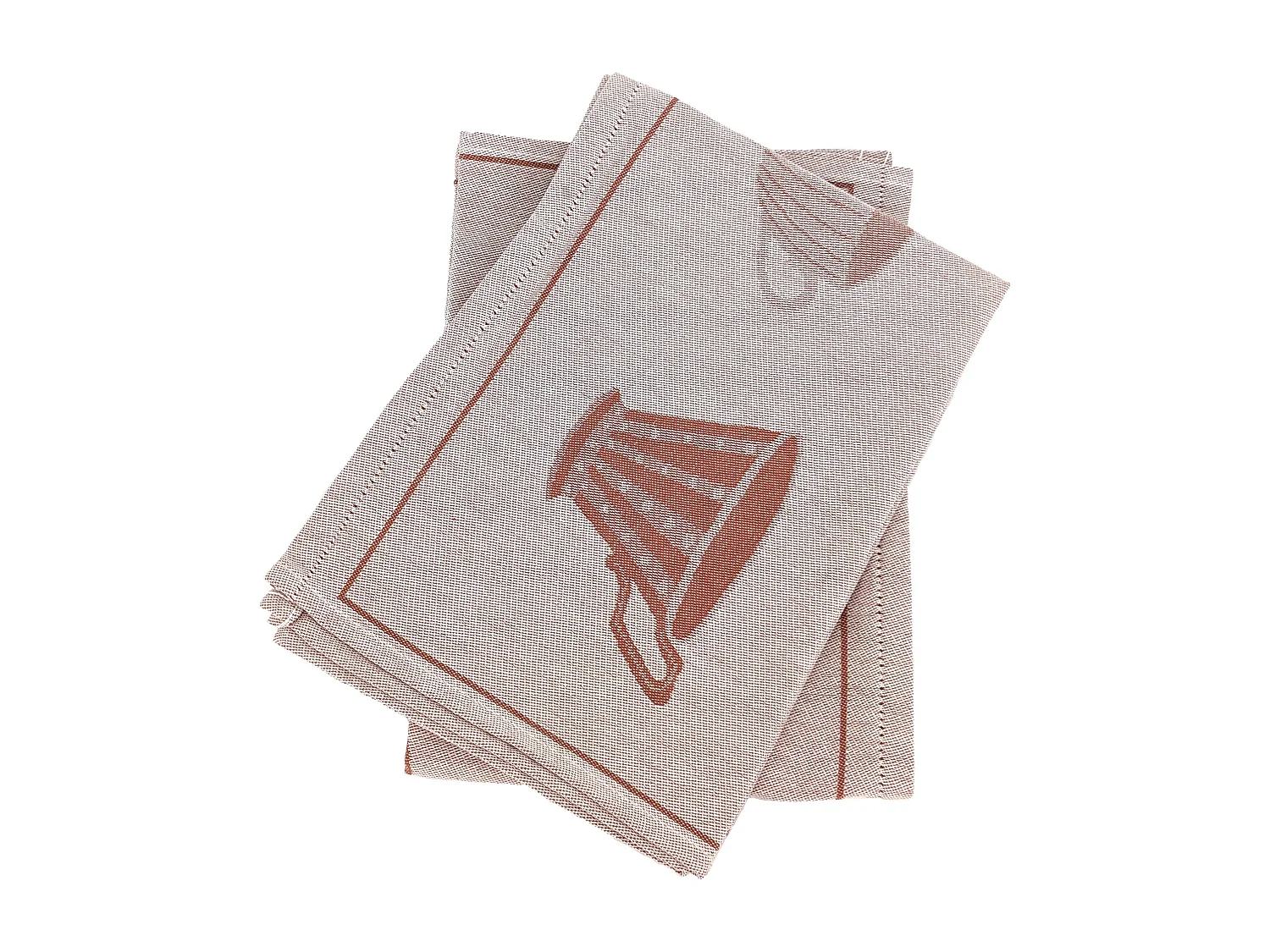 Lot de 2 torchons de cuisine pur coton 50x70 cm DELICARA rouge brique