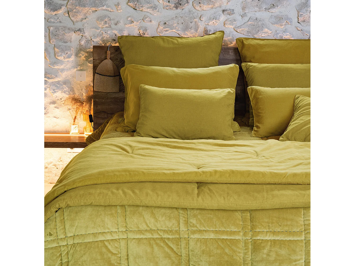 Housse de coussin 45x45 cm 50% lin et 50% coton collection OPERA DECO jasmin