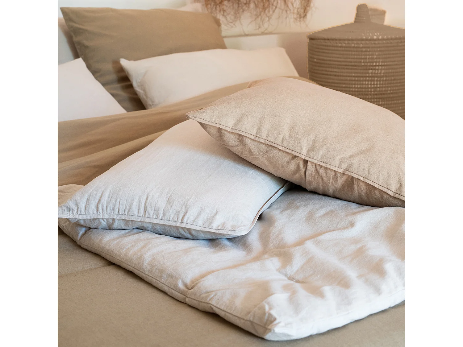 Housse de coussin 45x45 cm 50% lin et 50% coton collection OPERA DECO neige