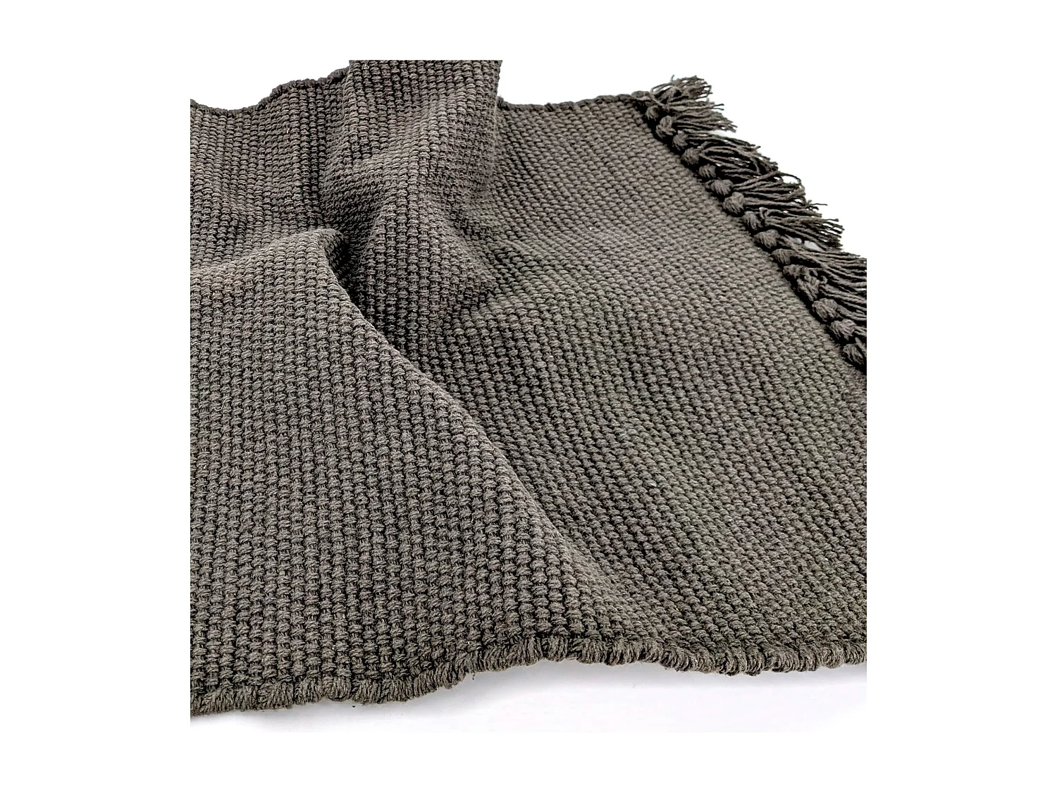 Lot de 2 sets de table en coton à franges 33x46 cm PAPEETE noir Café