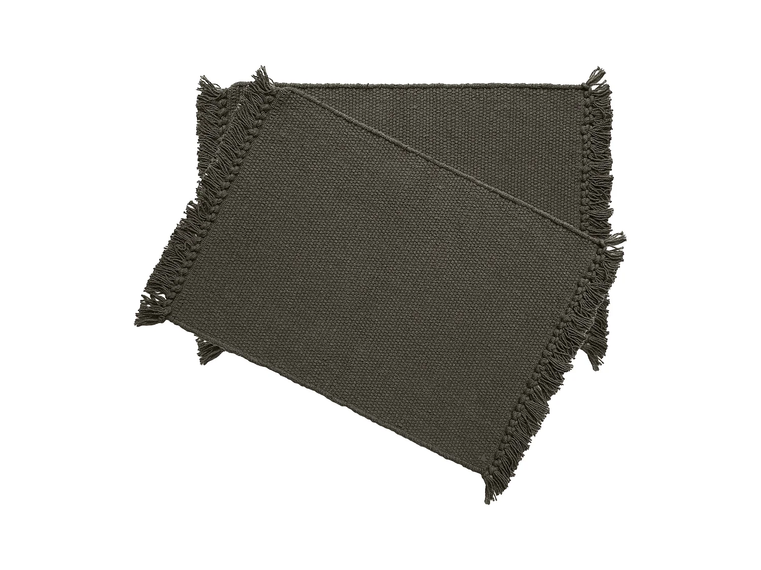 Lot de 2 sets de table en coton à franges 33x46 cm PAPEETE noir Café