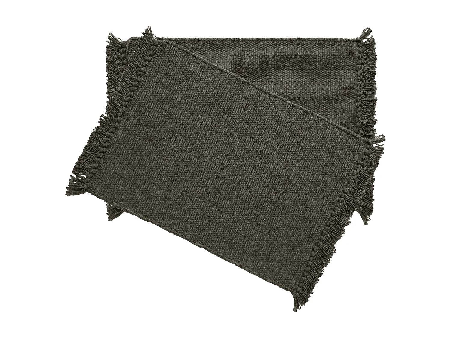 Lot de 2 sets de table en coton à franges 33x46 cm PAPEETE noir Café