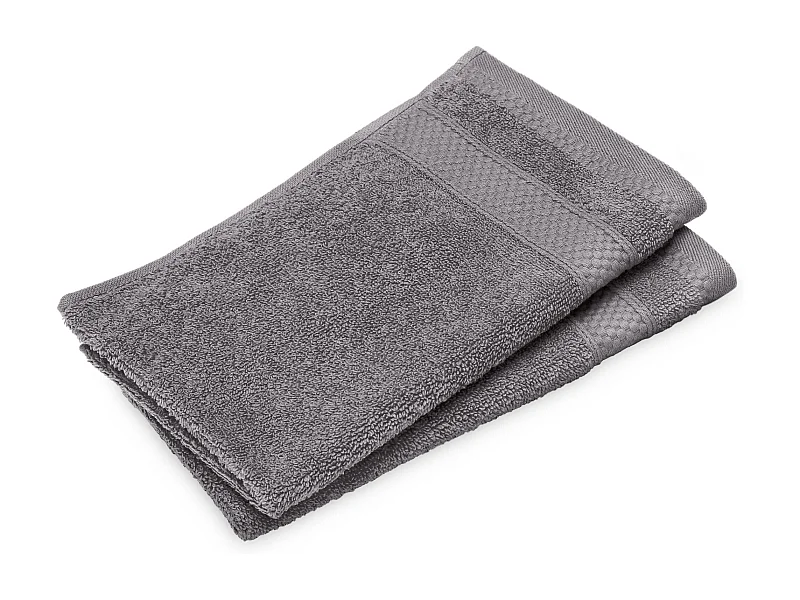 Lot de 2 serviettes invité coton 550 g/m2 30x50cm NAÏA gris Ardoise