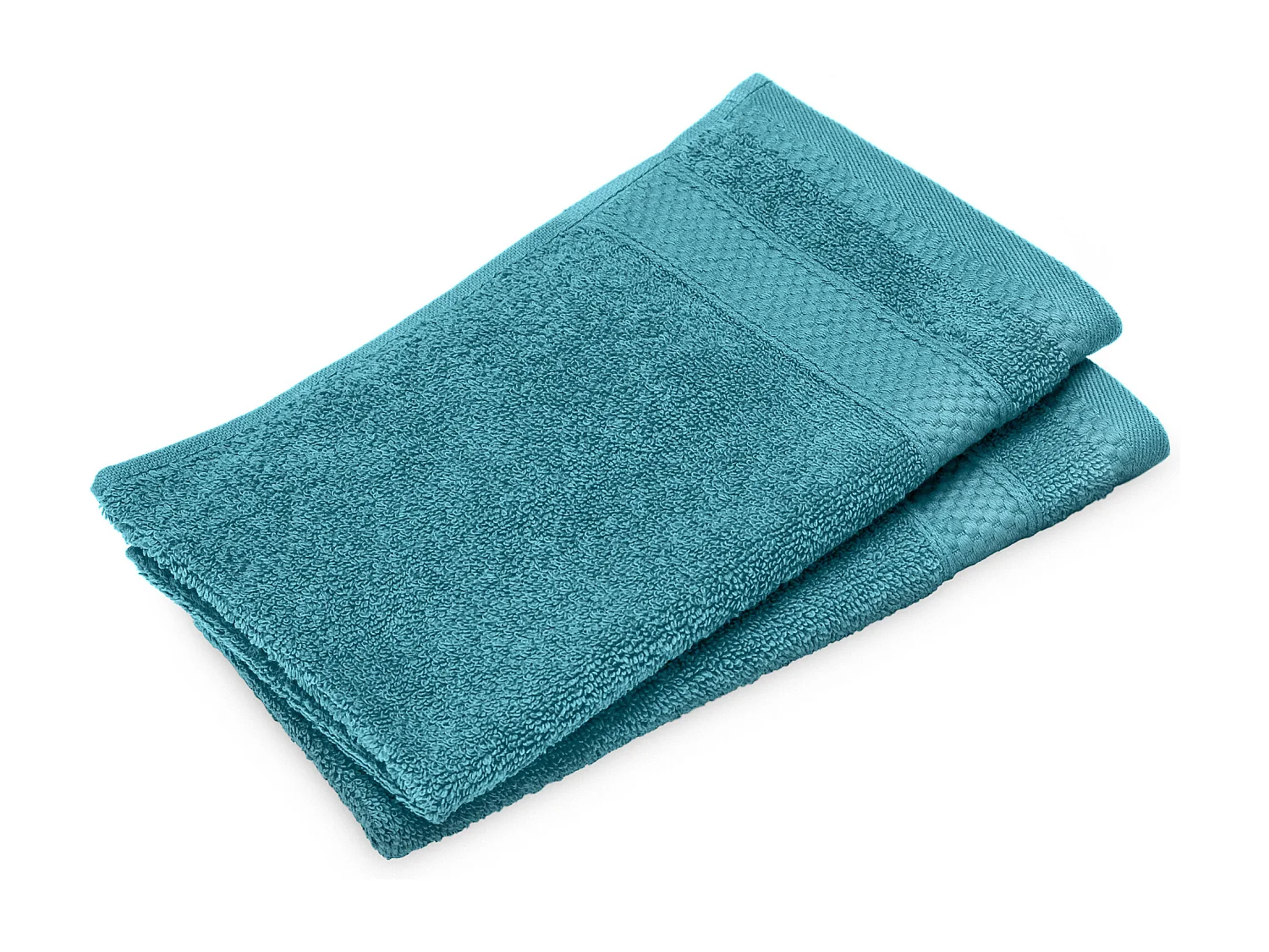 Lot de 2 serviettes invité coton 550 g/m2 30x50cm NAÏA bleu Cérulé