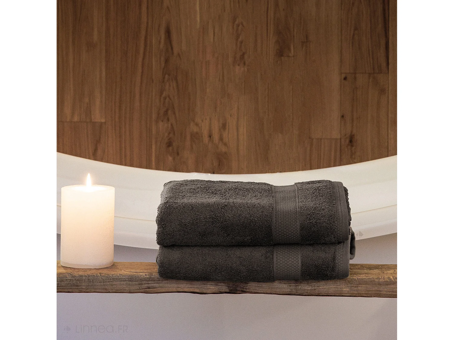 Lot de 2 serviettes invité coton 550 g/m2 30x50cm NAÏA marron Café