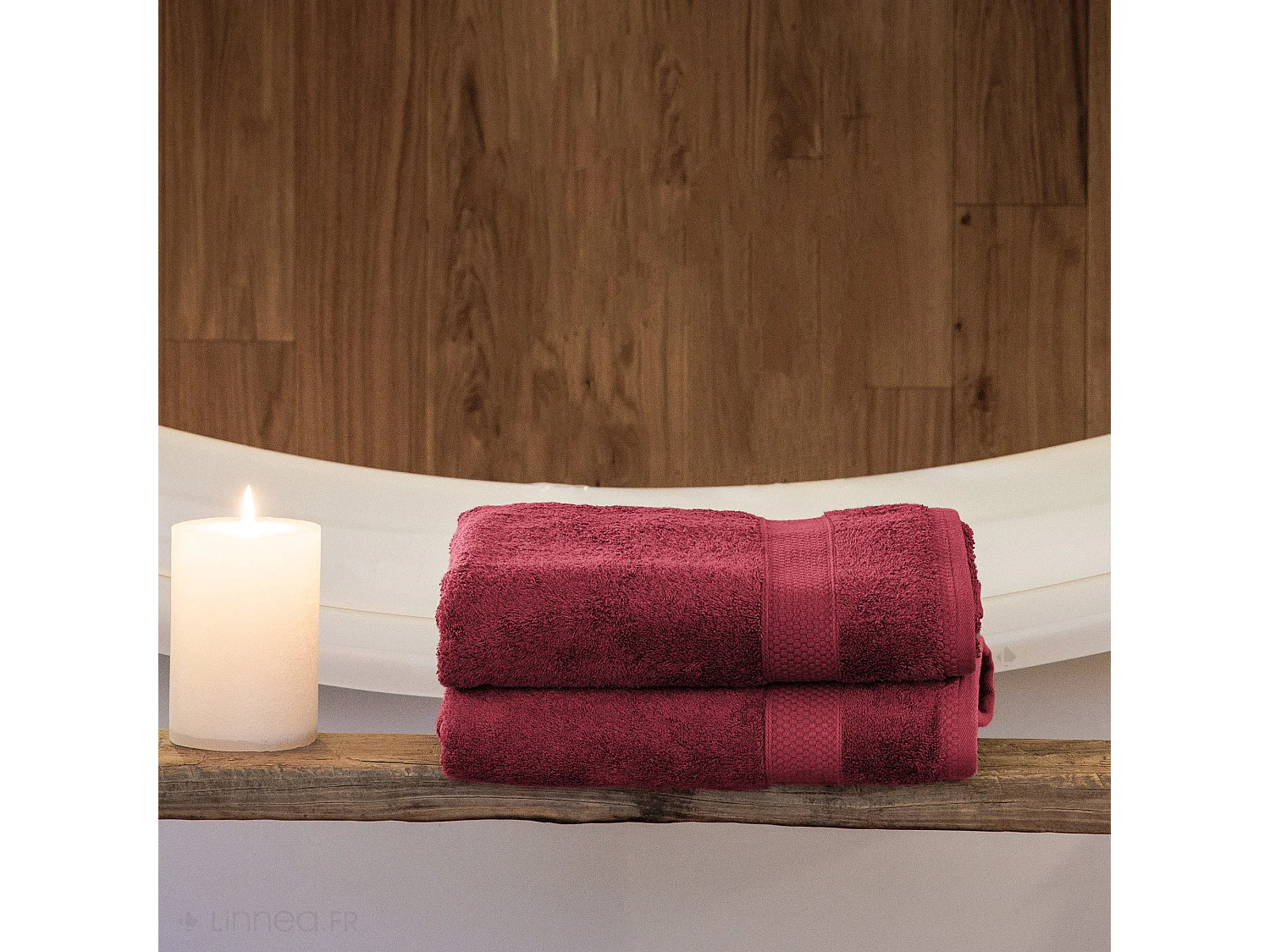 Lot de 2 serviettes invité coton 550 g/m2 30x50cm NAÏA rouge Carmin