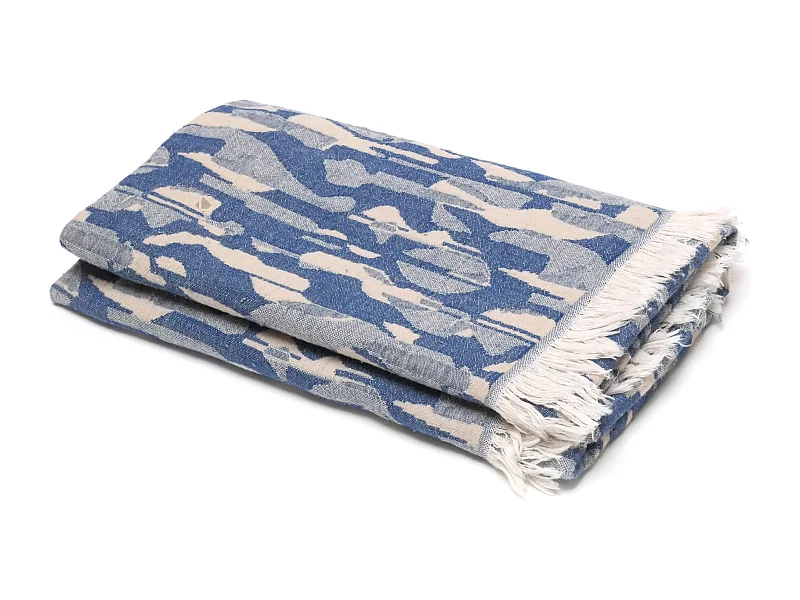 Drap de plage fouta coton 95X180 cm KALYMNOS bleu topaze