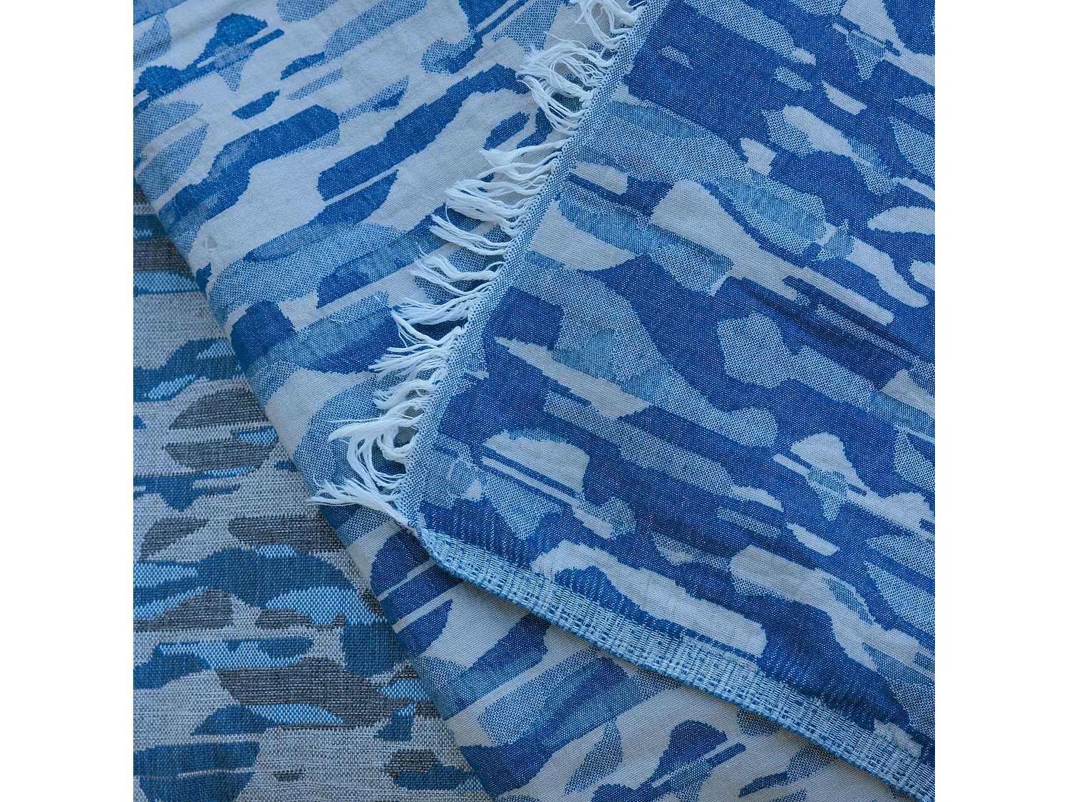 Drap de plage fouta coton 95X180 cm KALYMNOS bleu topaze