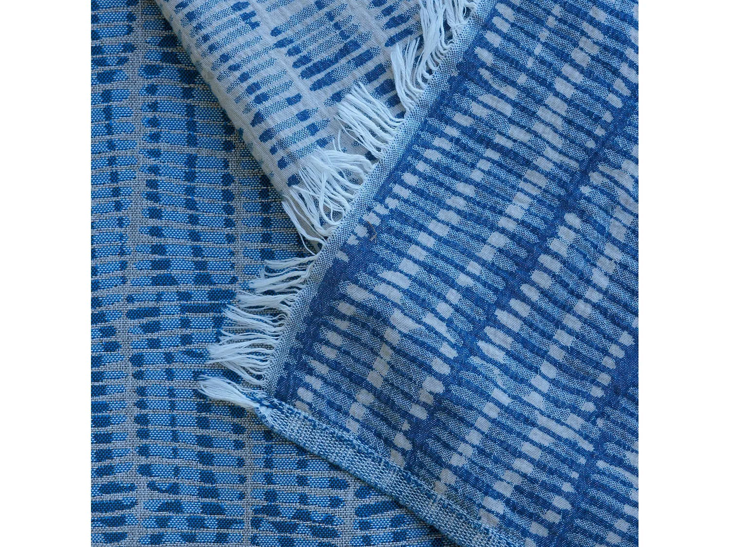 Drap de plage fouta coton 95X180 cm KALYMNOS bleu topaze