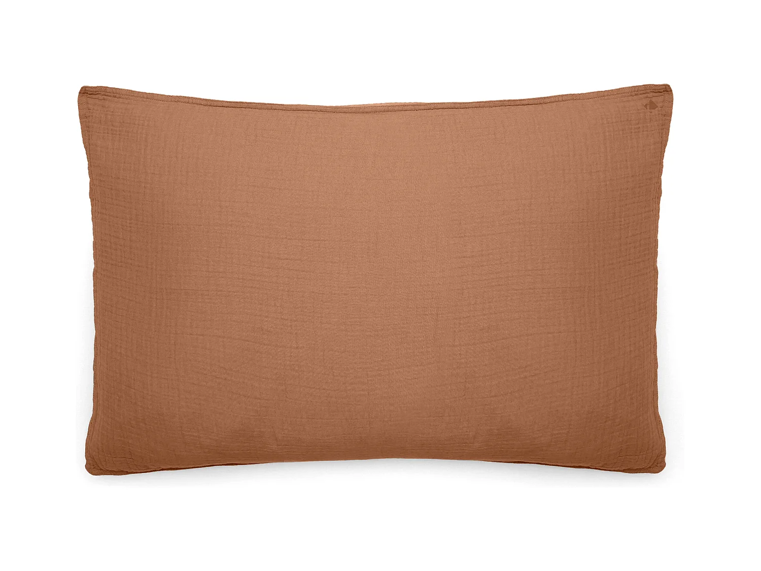 Taie d'oreiller 50x70 cm mousseline de coton MILOS marron cognac