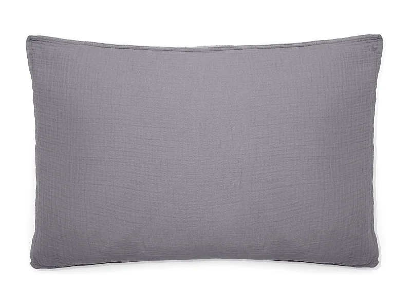 Taie d'oreiller 50x70 cm mousseline de coton MILOS gris cendre
