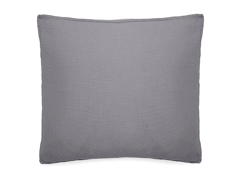 Taie d'oreiller 65x65 cm mousseline de coton MILOS gris cendre