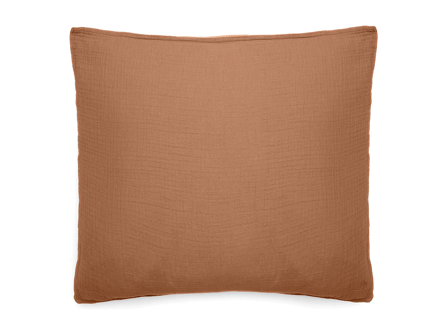 Taie d'oreiller 65x65 cm mousseline de coton MILOS marron cognac