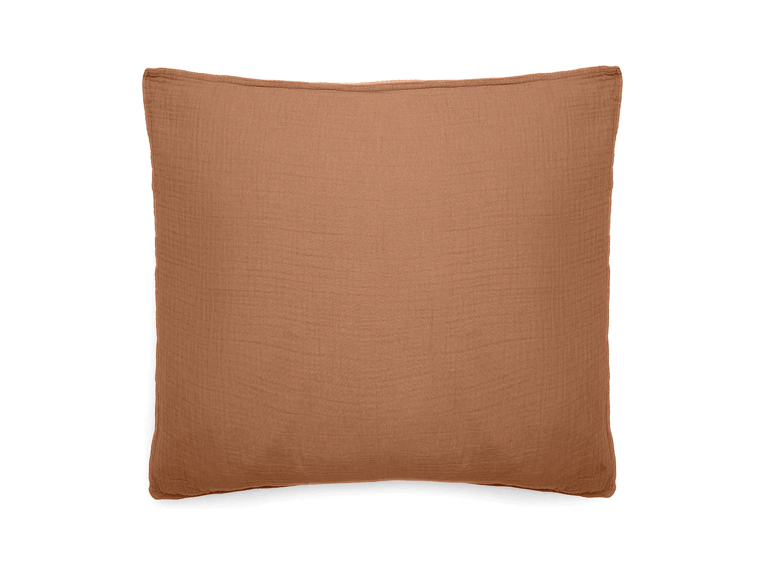 Taie d'oreiller 65x65 cm mousseline de coton MILOS marron cognac