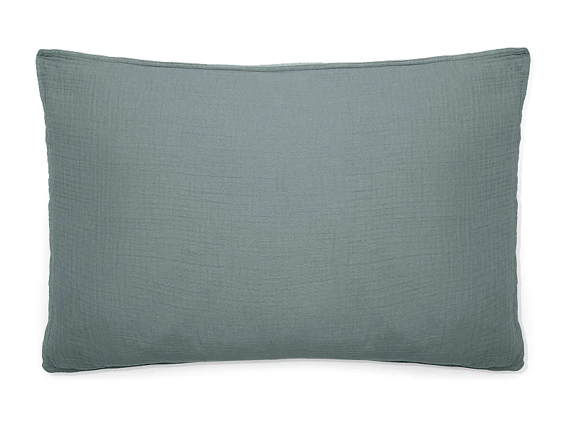 Taie d'oreiller 50x70 cm mousseline de coton MILOS vert lichen