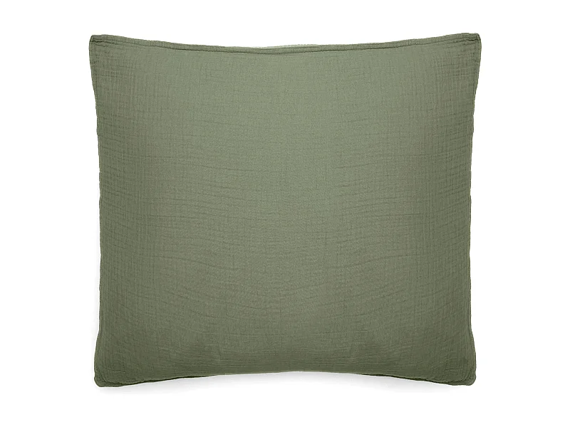 Taie d'oreiller 65x65 cm mousseline de coton MILOS vert mousse