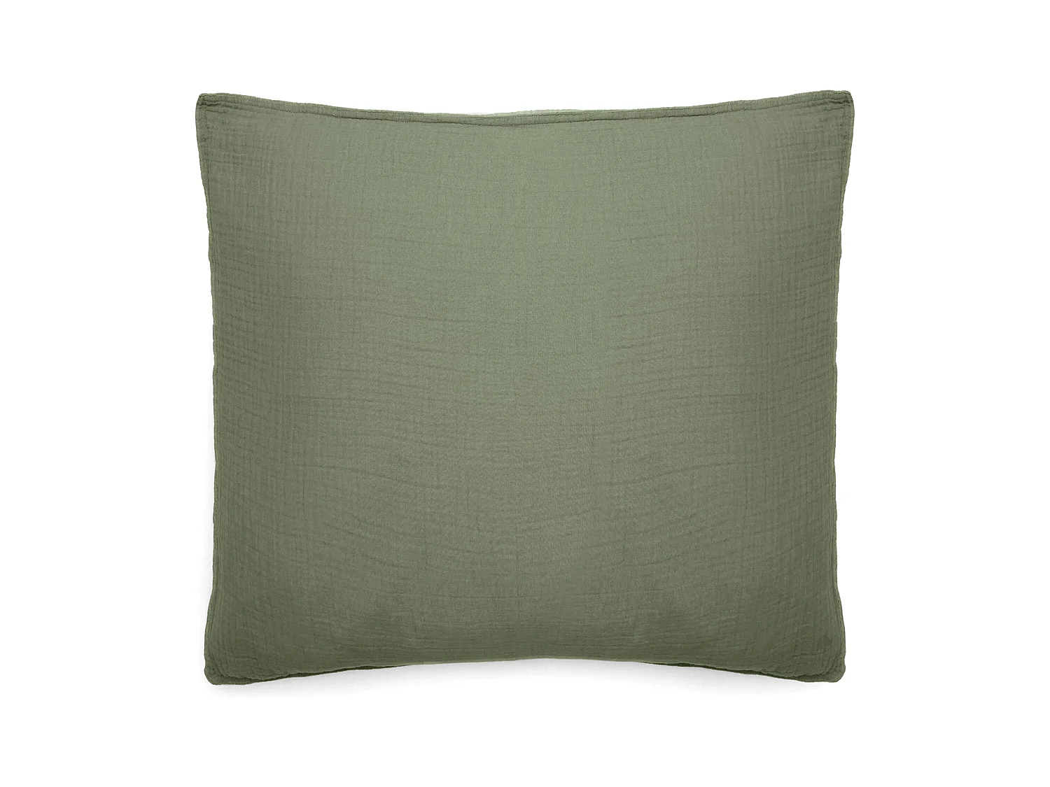 Taie d'oreiller 65x65 cm mousseline de coton MILOS vert mousse