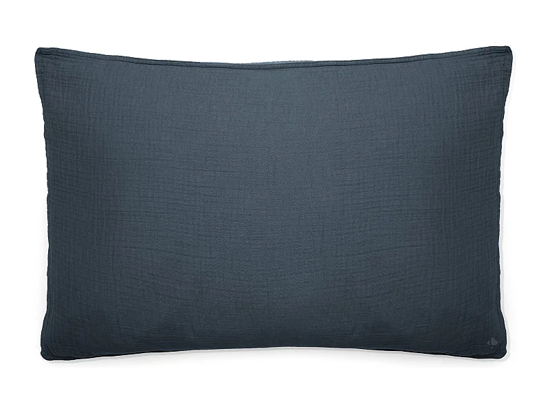Taie d'oreiller 50x70 cm mousseline de coton MILOS noir granit