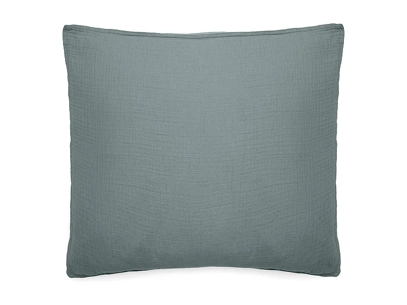 Taie d'oreiller 65x65 cm mousseline de coton MILOS vert lichen