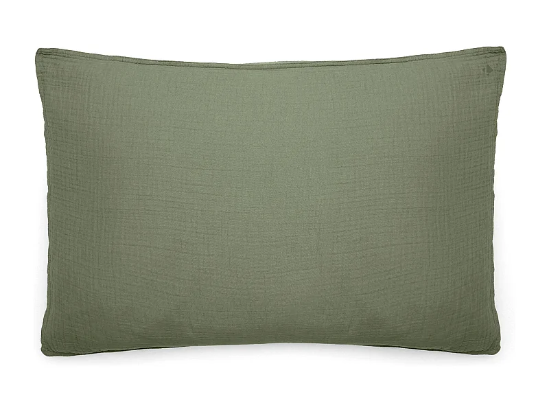 Taie d'oreiller 50x70 cm mousseline de coton MILOS vert mousse
