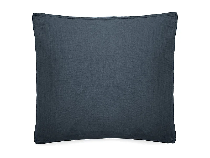 Taie d'oreiller 65x65 cm mousseline de coton MILOS noir granit