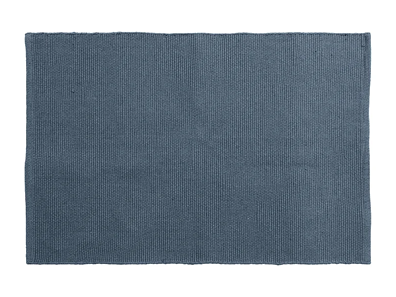 Tapis rectangulaire 60x90 cm pur coton collection MOOREA bleu ardoise