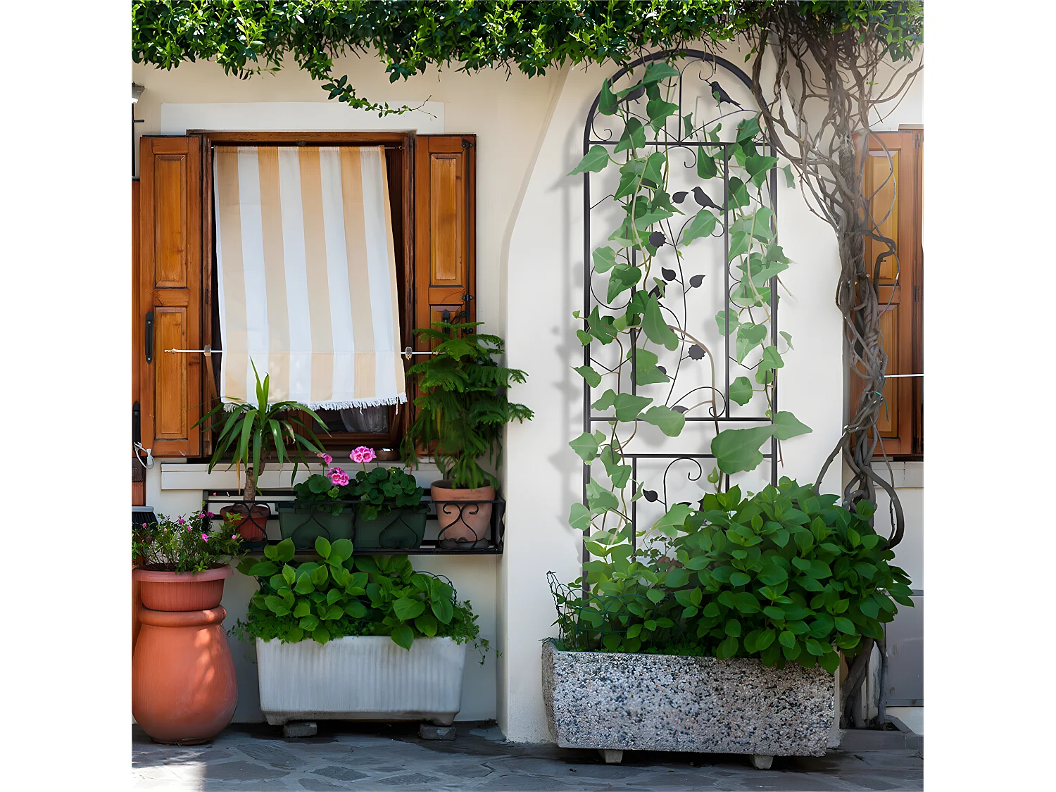 Set mit 2 Garten-Spalieren 210x50 cm Rankhilfe für Kletterpflanzen aus schwarzem Metall Dekorativer Zaun, rostfreie Gitter für Blumen, Garten, Hof oder Terrasse