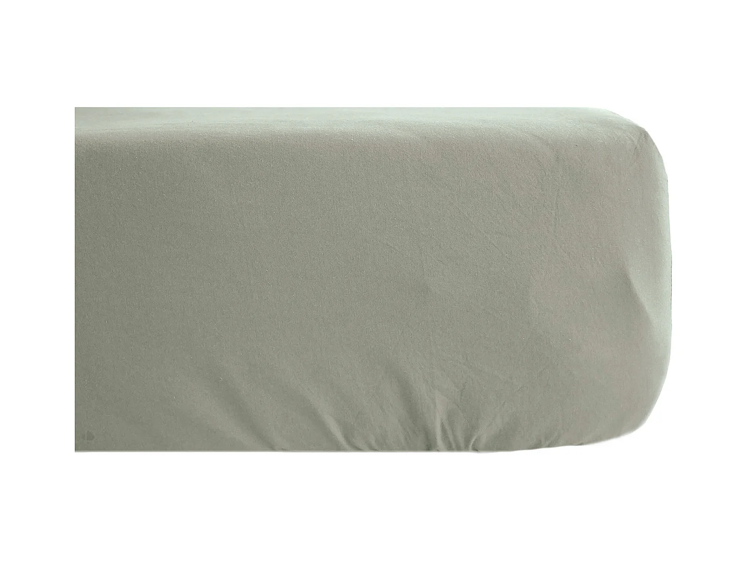 Drap housse 90x190 cm pur coton lavé PALACE vert laurier bonnet 30 cm